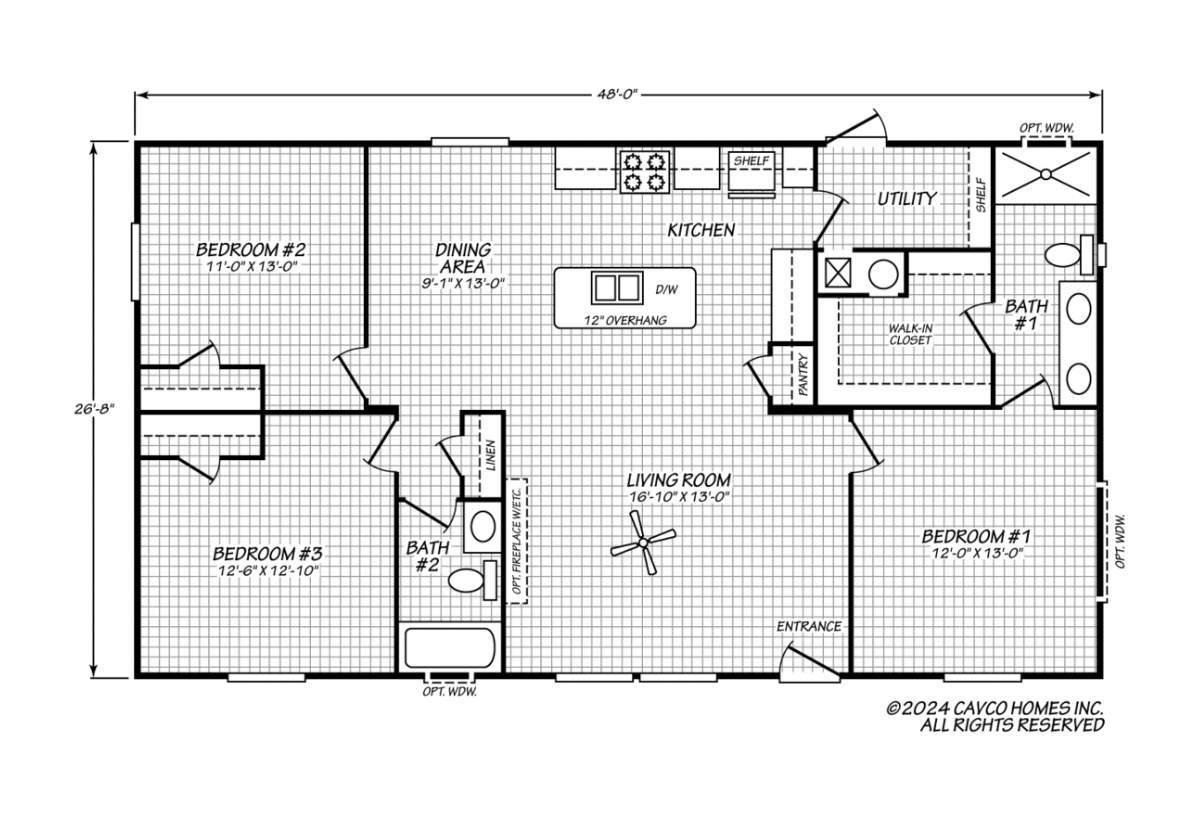 Valu Maxx 28483M floor plan — 3 bed, 2 bath, 1,280 square feet